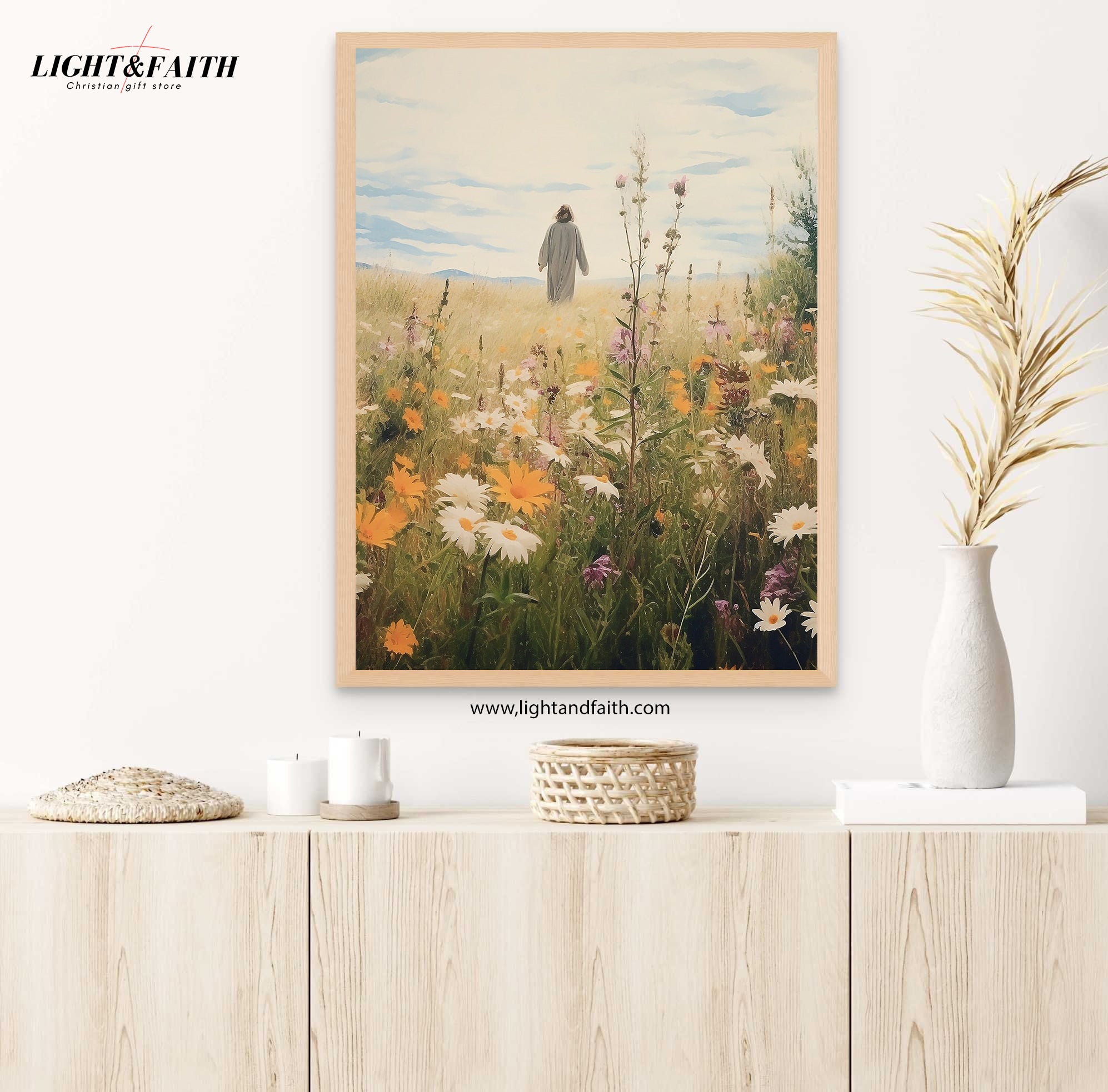 Jesus Leaves The 99 Poster, Autumn Wildflower Poster, Lost Sheep Poster, Good Shepherd, Religious Gift